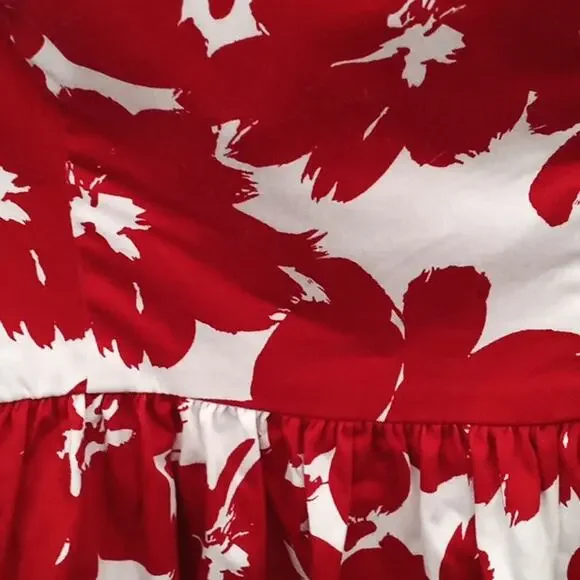 love,,,ady  Women & Junior Red & White Floral Strapless Dress Size Small - Picture 9 of 13